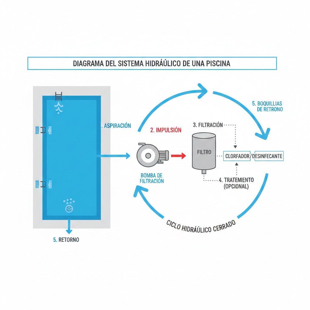 ¿Cómo funciona una piscina? Explicación sencilla de su sistema hidráulico y filtrado